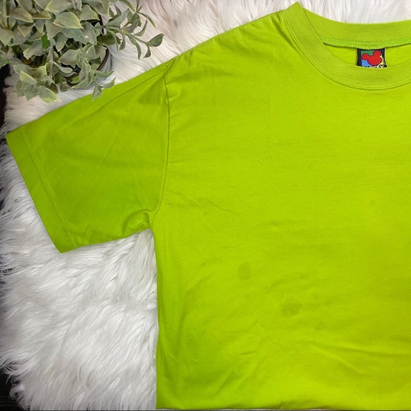 Vintage Lime Green Mickey Mouse Embroidered TShirt - Picture 7 of 14